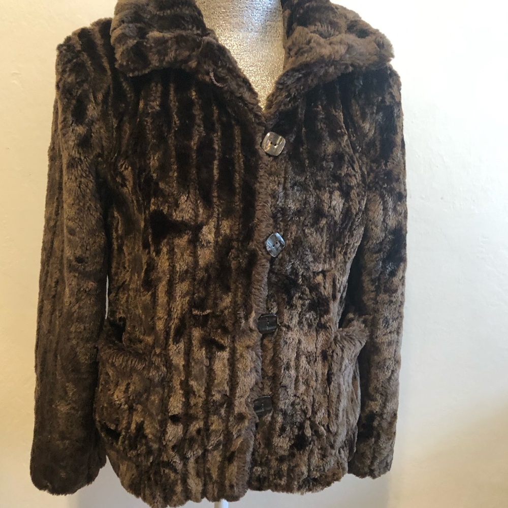 Luxurious Brown Faux Fur Jacket